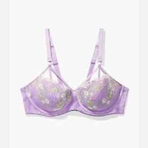 Savage X Fenty Rihanna Purple Bohemian Paisley Floral Semi Sheer Bra Size 34B